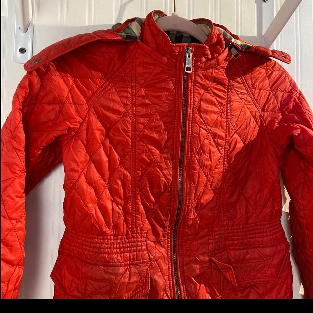 Burberry Kids Red Quilted Jacket with Hood Sz 12Y - Picture 12 of 13